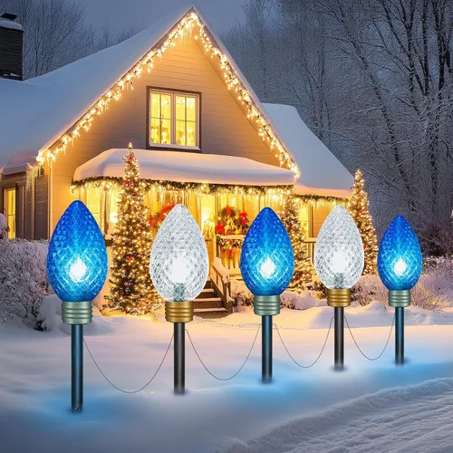 Vista 18 de Strawberry Jumbo C9 Luces de Camino de Navidad para Exteriores - 8.5 Pies 5 Luces LED C9 de Navidad, Luces C7 Cubiertas Jumbo Multicolor Luces