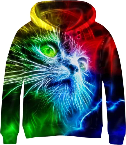 Vista 20 de Linnhoy Sudaderas con capucha para niños y niñas con estampado digital 3D de 6 a 15 años Cbai Blanco