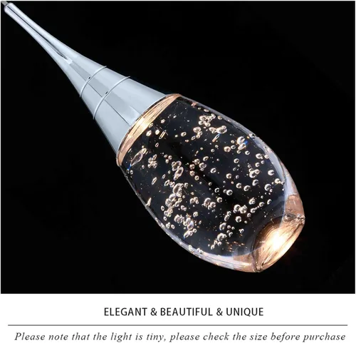 Vista 8 de JoollySun Mini lámpara colgante de cristal: 1 luz de lágrima regulable de 3 colores (3000 K-6000 K) colgante LED para isla de cocina baño - cromo