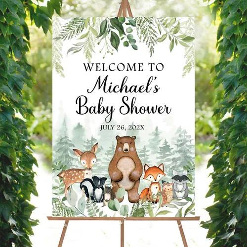 Vista 17 de Letrero personalizado de flores silvestres para baby shower, letrero de bienvenida para baby shower, decoración de fiesta de plástico con estacas
