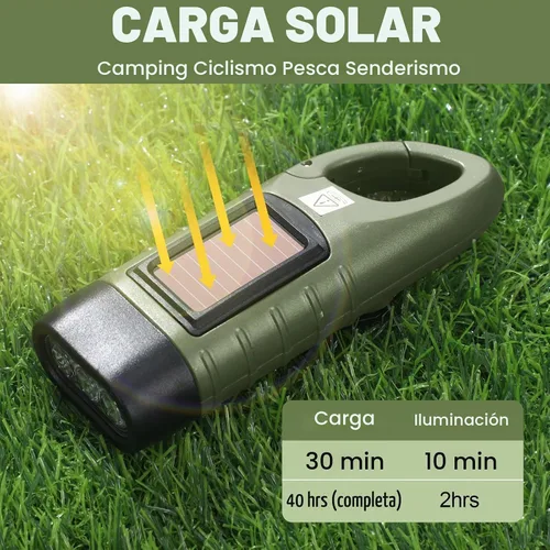 Vista 4 de Leelosp Linterna de manivela de mano de 2 piezas, linterna solar para emergencias, dínamo, recargable, luz de supervivencia LED para deportes al