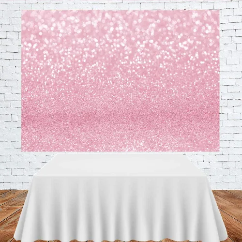 Vista 3 de Lofaris Telón de fondo de fotografía Bokeh rosa con puntos brillantes simulados, fondo abstracto de halos brillantes para baby shower, decoración