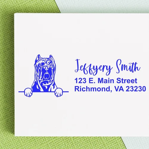 Vista 151 de American Bulldog Stamp Duo, Custom Return Address for Dog Lovers, Personalized Mail Mark for Letters and Cards