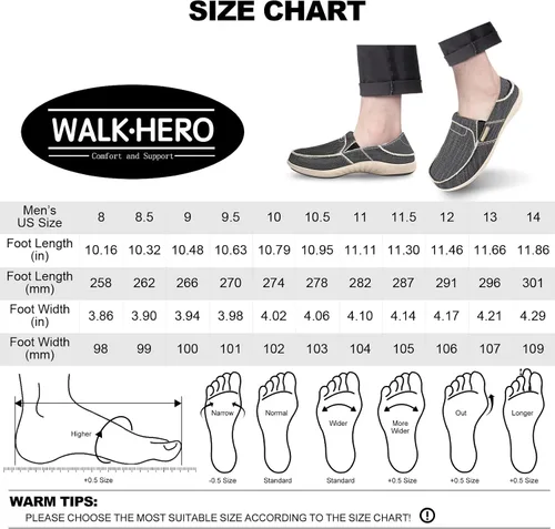 Vista 6 de Zapatos sin cordones para hombre, mocasines de lona con soporte de arco, zapatos ortopédicos casuales para fascitis plantar, zapatos para caminar
