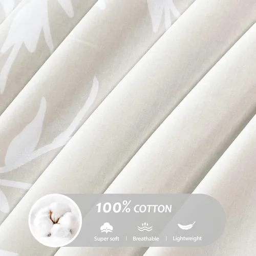 Vista 7 de Style Quarters Dahlia Lane - Juego de funda de edredón de 3 piezas, tallos florales multicolor con siluetas de hojas blancas, 100% algodón, lavable