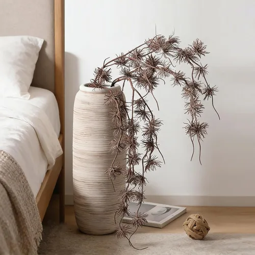 Vista 2 de ALMA Jarrón blanco alto para piso, jarrón extra grande de 18'' para ramo de flores secas de hierba de las pampas, jarrones grandes de cerámica
