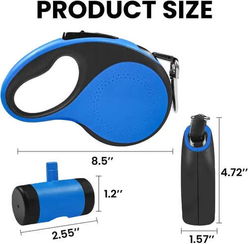 Vista 7 de Best Dog Supplies - Correa gruesa retráctil para perros grandes con dispensador de bolsas y linterna, correa de perro de 26 pies/26.2 ft para perros