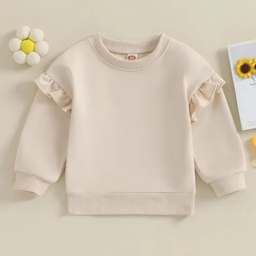 Vista 37 de Sudadera unisex de algodón de color sólido para bebé, camiseta de manga larga con cuello redondo