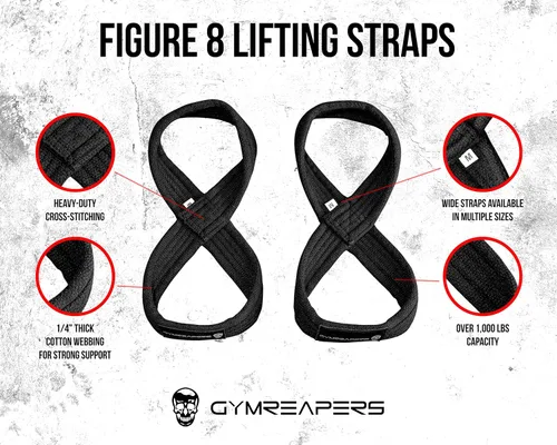 Vista 2 de Gymreapers Correas de Levantamiento Figura 8 para Peso Muerto, Powerlifting, Strongman y Entrenamiento Cruzado, Correas de Muñeca Fuertes