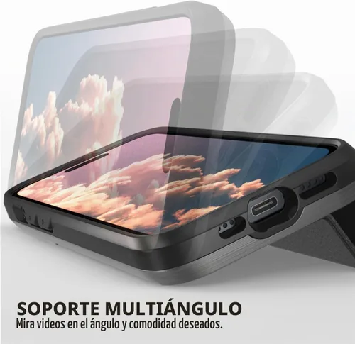 Vista 4 de VENA vCommute - Funda tipo cartera para iPhone 15, [protección contra caídas de grado militar] Funda de cuero con ranura para tarjetas con soporte
