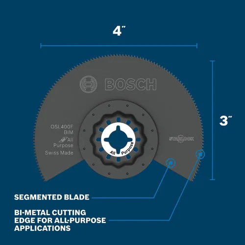 Vista 2 de Bosch OSL400F Hoja de sierra segmentada bimetálica para multiherramienta oscilante Starlock® de 4 pulgadas