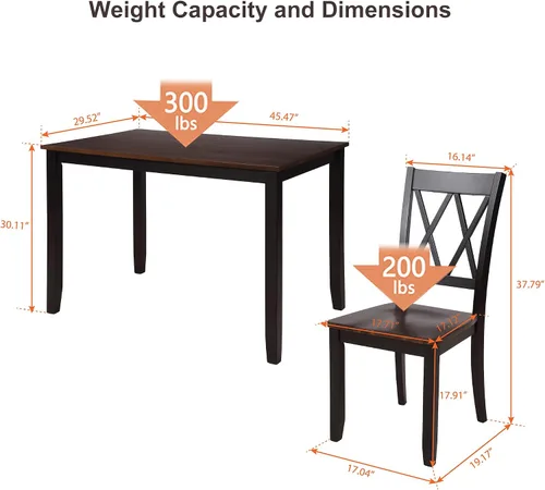 Vista 7 de Harper & Bright Designs Juego de mesa de comedor de 5 piezas, juegos de comedor para 4 personas, juego de mesa y sillas de cocina para el hogar