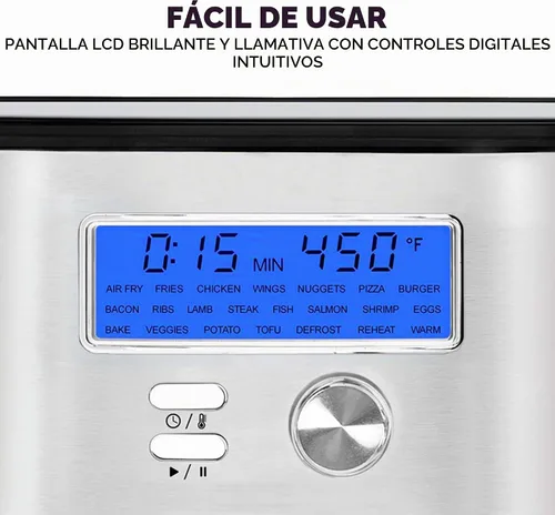 Vista 8 de Kalorik MAXX® Plus - Freidora de aire digital 7 en 1 sin aceite, pantalla LCD, 22 presets inteligentes, 5 accesorios y libro de recetas, 1750 W
