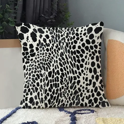 Vista 3 de Fundas de almohada de granja con cremallera de 16 x 16 pulgadas, estampado de leopardo y guepardo blanco y negro, fundas de almohada decorativas