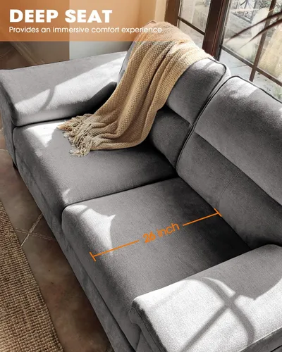 Vista 16 de Upvilla Sofás modernos de 88.97 pulgadas para sala de estar, sofá de asiento profundo con cojín de 8 pulgadas, cómodo sofá biplaza de felpilla de 2
