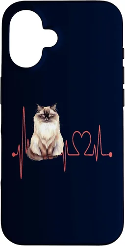 Vista 32 de Himalayan Cat Heartbeat EKG Funny I Love My Cat Case for iPhone 17