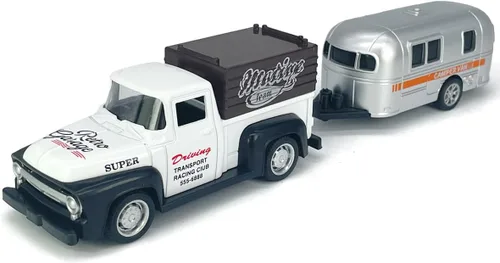 Vista 3 de VIIGER Camión Pickup Remolcador de Tráiler Juguete Cámper RV Autocaravana Juguetes para Niños Modelo de Auto de Metal Fundido a Presión