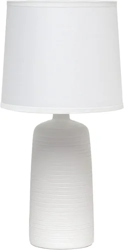 Vista 10 de Simple Designs LT2085-OFF Lámpara de mesa de cerámica lineal texturizada color blanco (4 unidades)