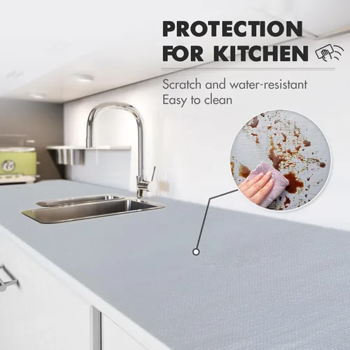 Vista 2 de Viseeko Revestimiento para estantes y cajones para gabinetes de cocina, revestimientos de gabinete no adhesivos para estantes, papel de estante
