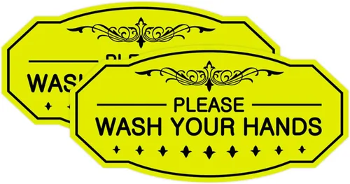Vista 19 de Signs ByLITA Letrero Victoriano Please Wash Your Hands (Negro) - Pequeño