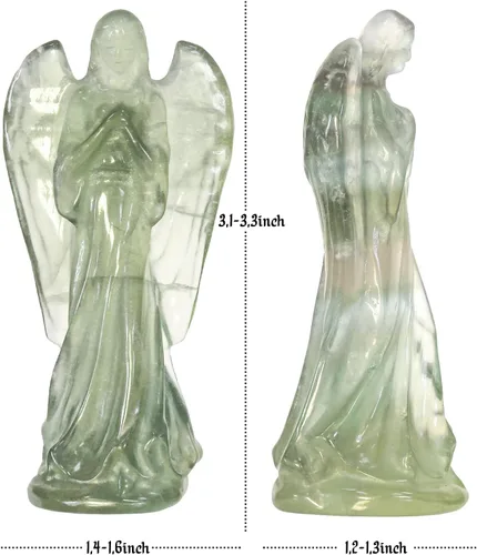 Vista 4 de Amogeeli Figura de ángel de cristal curativo natural para decoración de oficina en casa, estatua de ángel guardián de piedra energética