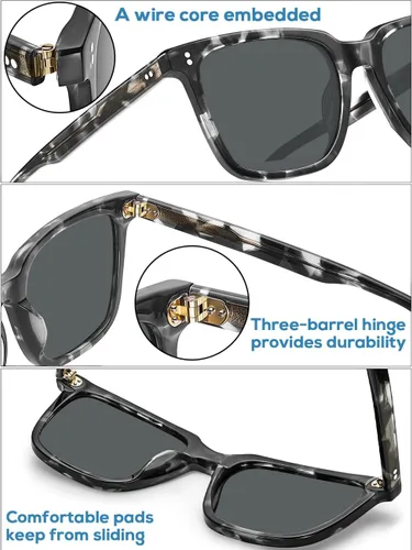 Vista 37 de Carfia Chic - Lentes de sol polarizados para mujer, protección UV400, marco de acetato pulido a mano