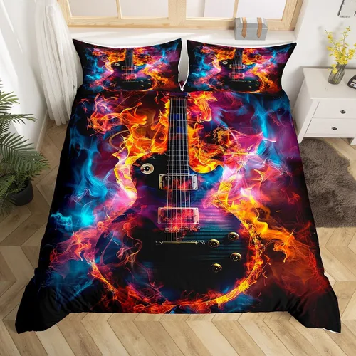 Vista 16 de Funda de edredón del espacio exterior, juego de ropa de cama bohemio para niños, funda de edredón de constelación de planeta para decoración de Negro