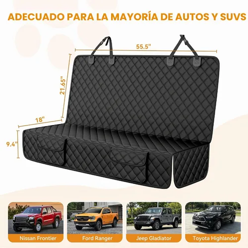 Vista 2 de PETICON Funda de asiento de coche para perro para asiento trasero, funda de Negro