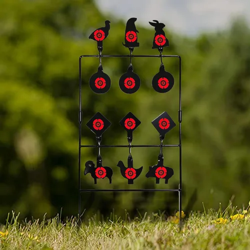 Vista 6 de Atflbox Pistola de pellets objetivo silueta animal Heavy Metal Spinner pistola de aire comprimido BB Gun objetivo de disparo para exteriores y patio