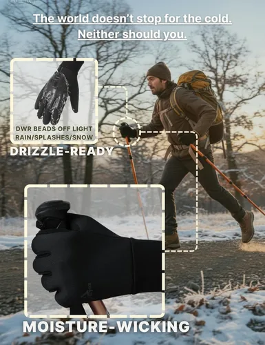 Vista 8 de Guantes de invierno para mujeres y hombres, para clima frío, pantalla táctil, guantes de 3 capas para correr, ciclismo, senderismo, conducción
