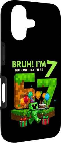 Vista 3 de Bruh I'm 7 But One-Day I'll Be 67 Retro 7th Birthday Kids Case for iPhone 17