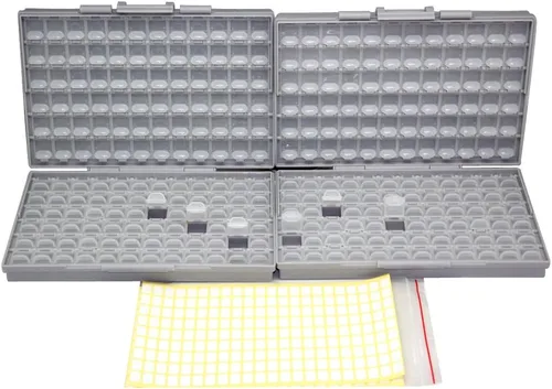 Vista 15 de AideTek medio transparente CAJA-ALL-24 piezas pequeñas cuentas papelería joyero organizador para piezas clasificadas 3 tamaños 24 compartimentos