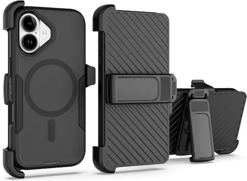 Vista 38 de Funda diseñada para iPhone 16 Pro, magnética, doble protección, resistente y duradera, compatible con MagSafe, clip trasero desmontable, a prueba