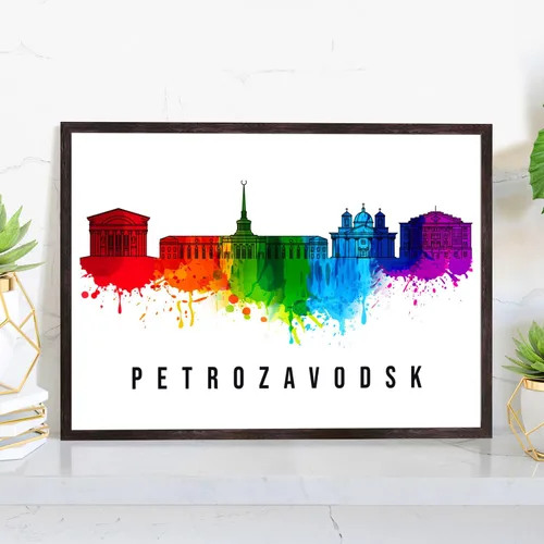 Vista 44 de Pera Print Póster de Rusia, póster de Rusia-Arkhangelsk, ilustración de Rusia Skyline City, póster de horizonte moderno, impresión de paisaje urbano