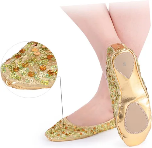 Vista 4 de jojofuny 1 par de zapatos latinos de danza del vientre, zapatos de danza contemporánea, calcetines para niñas y niñas, calcetines de ballet