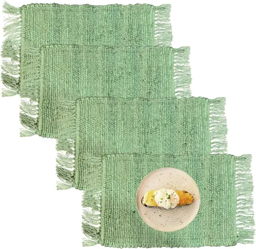 Vista 13 de Perilla Home Juego de 4 manteles individuales de algodón para mesa, cocina, comedor, decoración del hogar, manteles individuales rectangulares