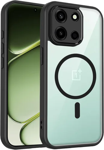 Vista 590 de Funda magnética transparente compatible con Xiaomi 17T, color negro 2 en 1 PC + TPU cubierta de teléfono a prueba de golpes, carcasa protectora