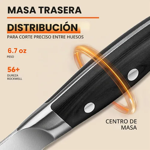 Vista 5 de TUO Black Hawk - Cuchillo de filete de 6 pulgadas para recortar grasa de carne, desollado de ciervos, mango de espiga completa, acero alemán de alto