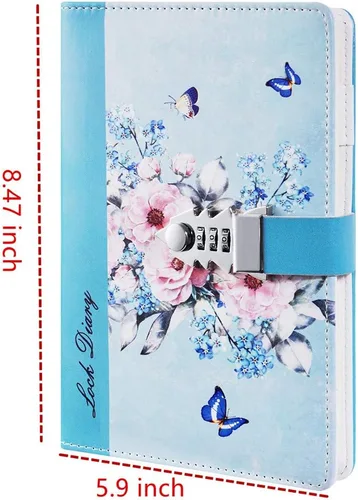 Vista 2 de Diario de bloqueo A5 con combinación de bloqueo, cuaderno personalizado para escritura (estilo 5)