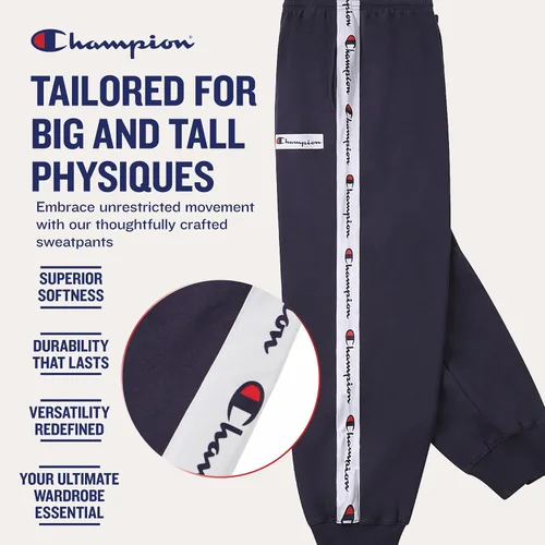 Vista 3 de Champion Pantalones deportivos para hombres grandes y altos - Joggers bordados de forro polar para hombre