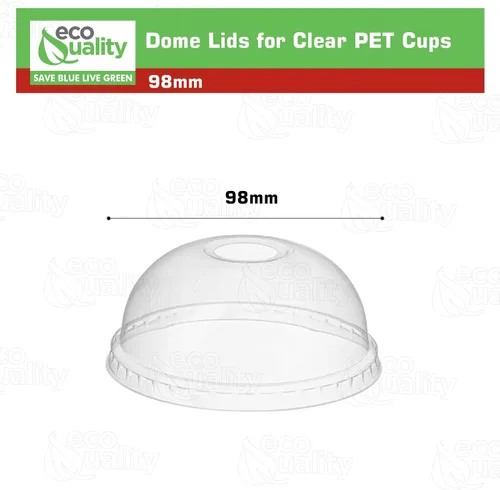 Vista 3 de [500 unidades] Tapas de cúpula desechables de plástico para vasos de PET de tamaño estándar de 12 a 24 onzas, tapas de vaso transparentes