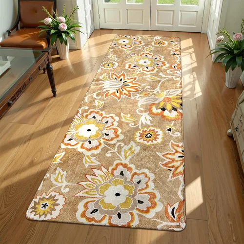 Vista 40 de Lahome - Tapete floral con estampado de cachemira, lavable, antideslizante, pequeño, anti-manchas, suave, para baño, entrada, dormitorio, Negro