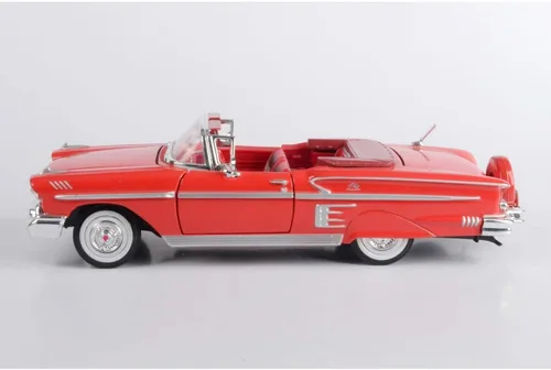 Vista 3 de Motor Max 1:24 W/B American Classics 1958 Chevrolet Impala Convertible Vehículo Diecast para niños unisex, rojo