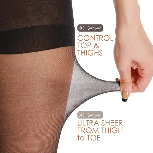 Vista 4 de 3 pares de medias transparentes para mujer Control superior 20D para las medias, con dedos reforzados
