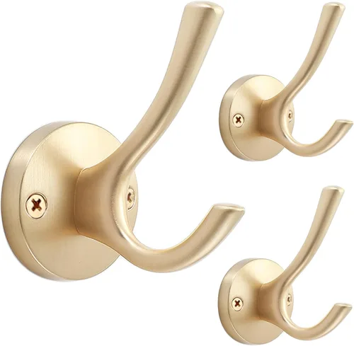 Vista 11 de TOFIIGREM Ganchos negros para toallas, paquete de 2 ganchos de metal resistente para bata de baño, gancho doble montado en la pared, ganchos