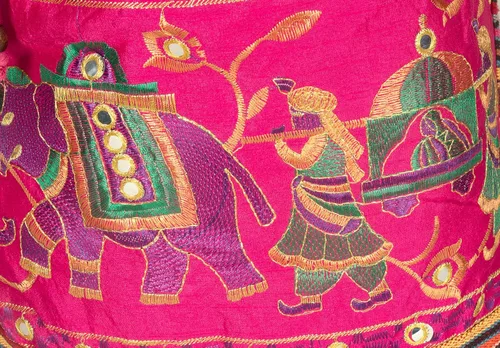 Vista 8 de Bolsa de hombro rosa bordada hecha a mano elefante bohemio hippie bolsa de playa gitana