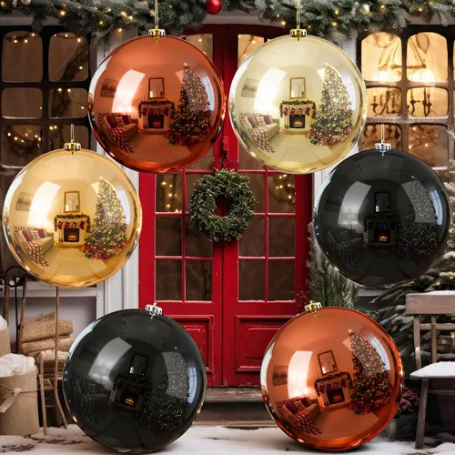 Vista 8 de Zubebe 4 piezas de adornos de bolas de Navidad extra grandes de 8" (200 mm) bolas gigantes sobredimensionadas de plástico de grado comercial