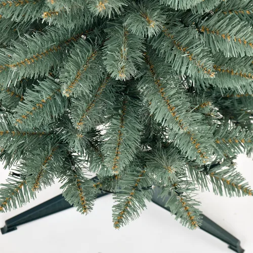 Vista 4 de Árbol de Navidad artificial preiluminado de 3 pies, funciona con pilas, árbol de Navidad de escritorio con 50 LED, 160 puntas de rama, mini Azul-gris