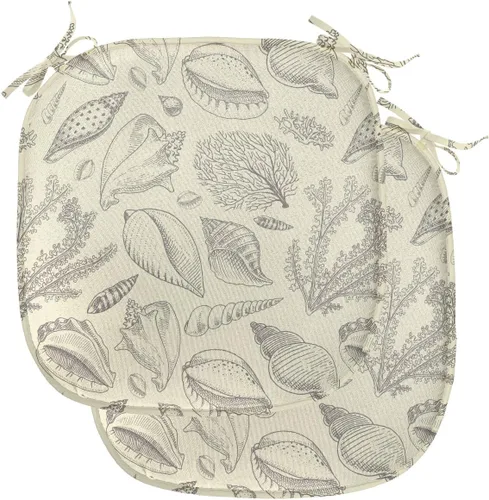 Vista 114 de Lunarable Cojín de asiento para silla de café, siluetas de taza de café expreso con frijoles fuente de cafeína, ilustración de bebidas gourmet