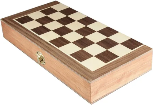 Vista 7 de Juego de ajedrez plegable de madera estándar 12x12 pulgadas, juego de mesa estándar de ajedrez internacional con piezas magnéticas hechas a mano.